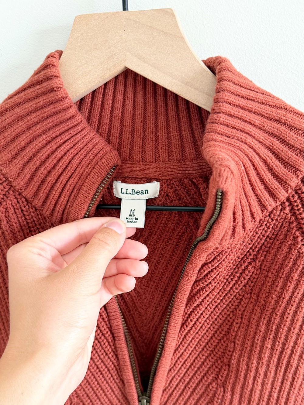 LL Bean Mariner Shaker 1/4 Zip Sweater in Red Chestnut - Picture 6 of 7